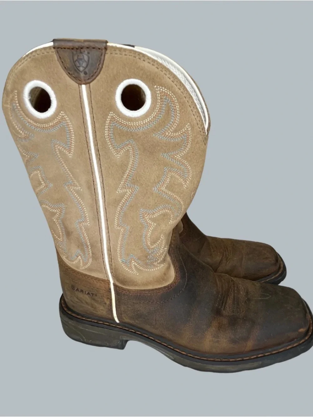 Ariat WorkHog Youth 5.5 Brown Leather Wide Square Toe Cowboy Western Boots
